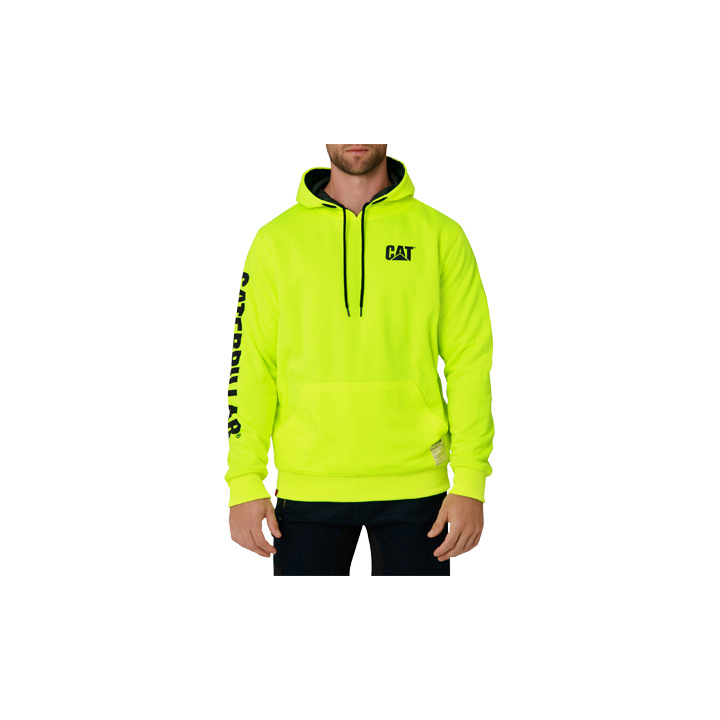 Caterpillar Reversible Banner - Mens Hoodies - Deep Green/Fluorescent - NZ (640LPWIZC)